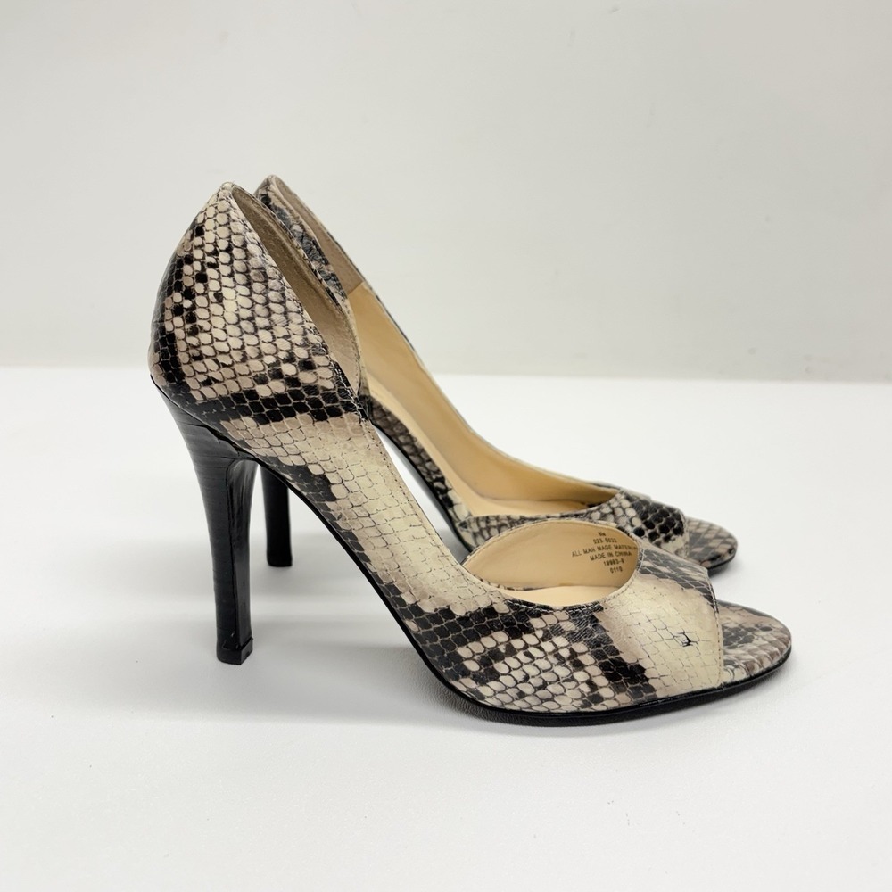 Worthington D'Orsay Peep Toe Heels Size 6 M Snakeskin Stiletto Sexy Party Y2K - Picture 2 of 15